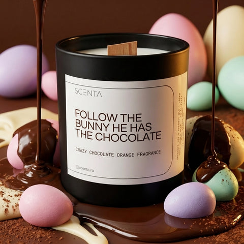 Follow the bunny he has the chocolate Scented Candle