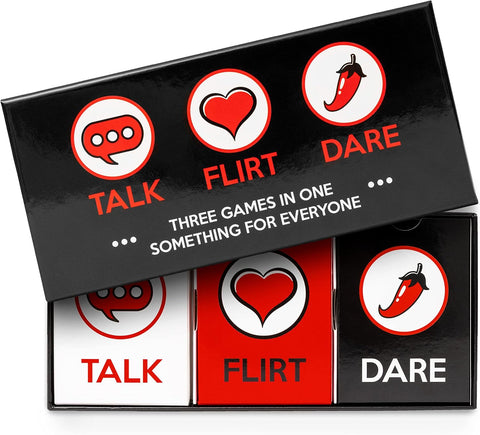 Talk Flirt Dare, 3 in 1, Card Game for Couples 