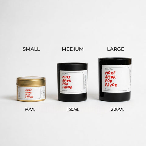 Scented candle - 3 sizes available: Small 90ml, Medium 160ml, Large 220ml